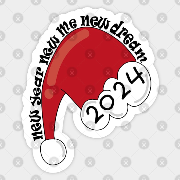 Santa Hat New Year New Me New Dream!! Happy New Year 2024 Sticker by Day81